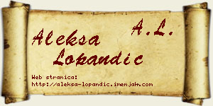 Aleksa Lopandić vizit kartica